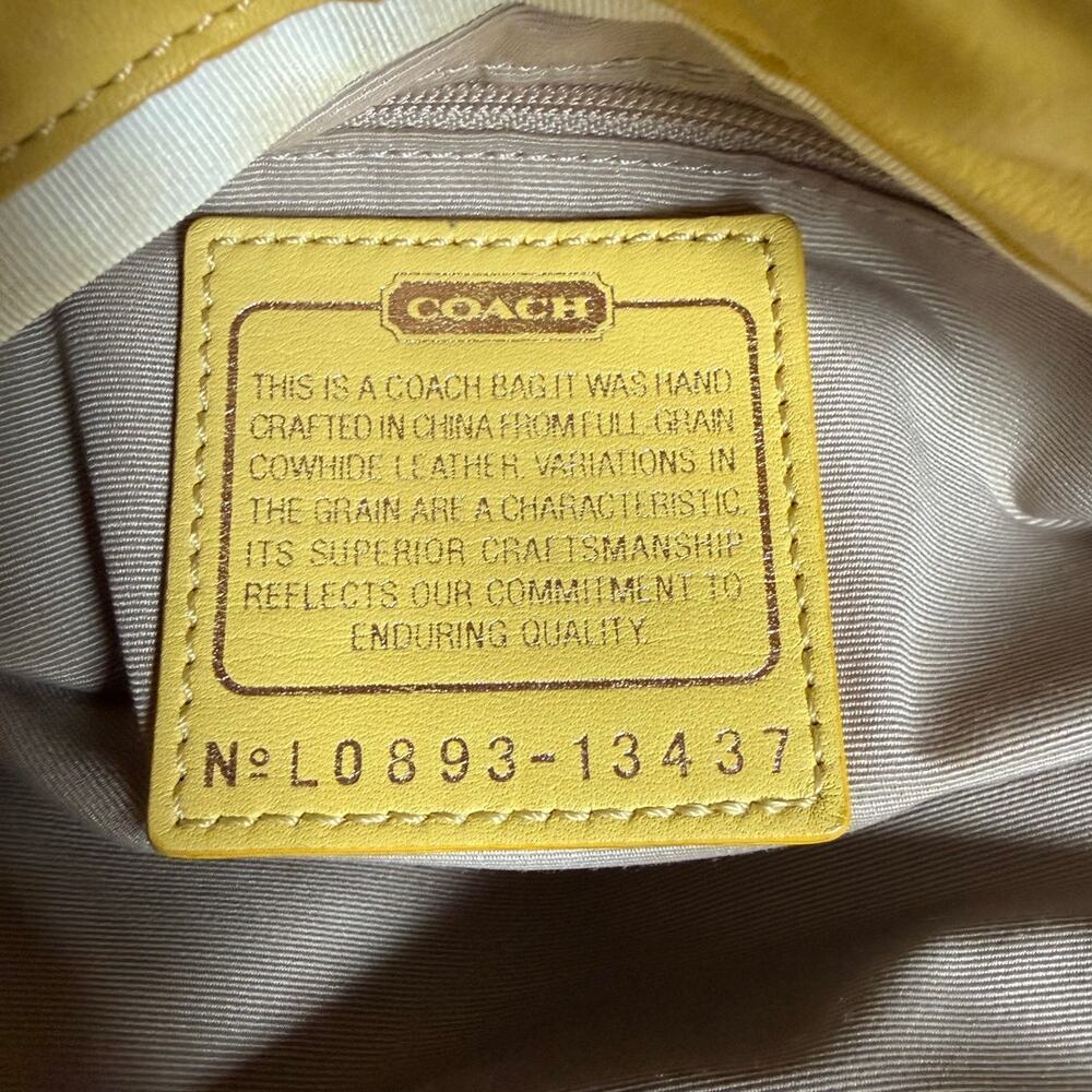 COACH y2k Parker Hobo Handbag Kisslock Yellow Leather Shoulder Bag Purse - Picture 9 of 10